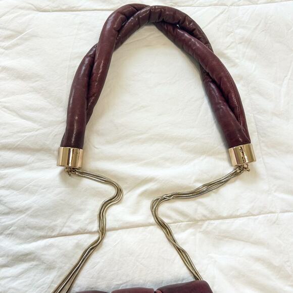 NWOT Cynthia Rowley Burgundy Leather Runway Shoulder Crossbody Bag Tassel Detail - Picture 2 of 7
